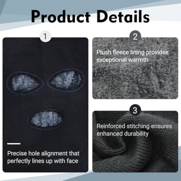 Fleece-Lined Ski Mask Winter Sports Gear Windproof Face Cover Multi-Purpose main image 2